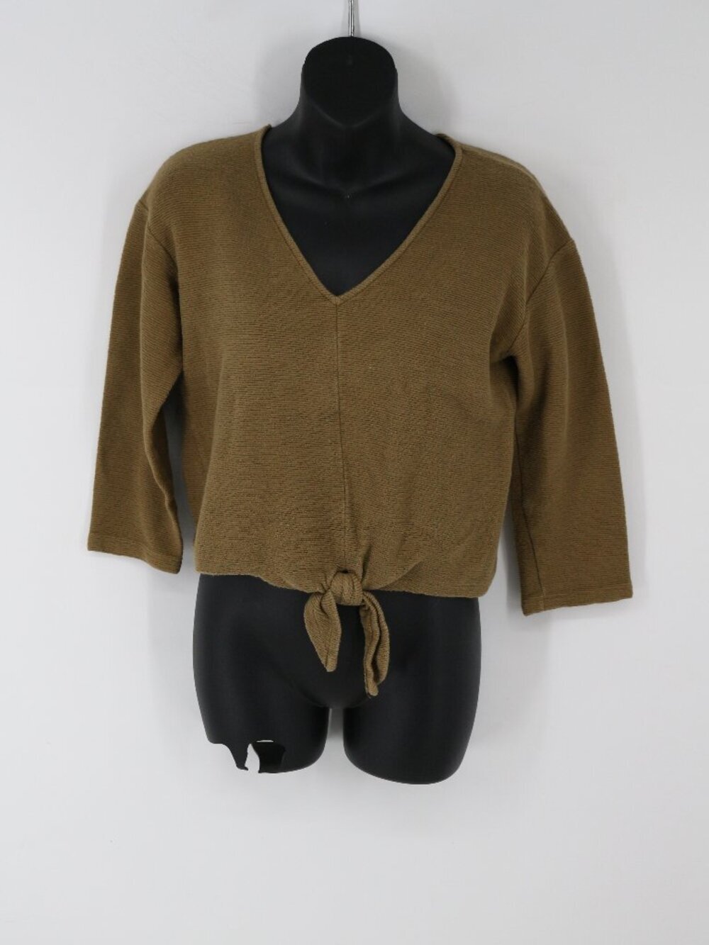 Madewell Texture & Thread Long-Sleeve Tie-Front Green Size Small